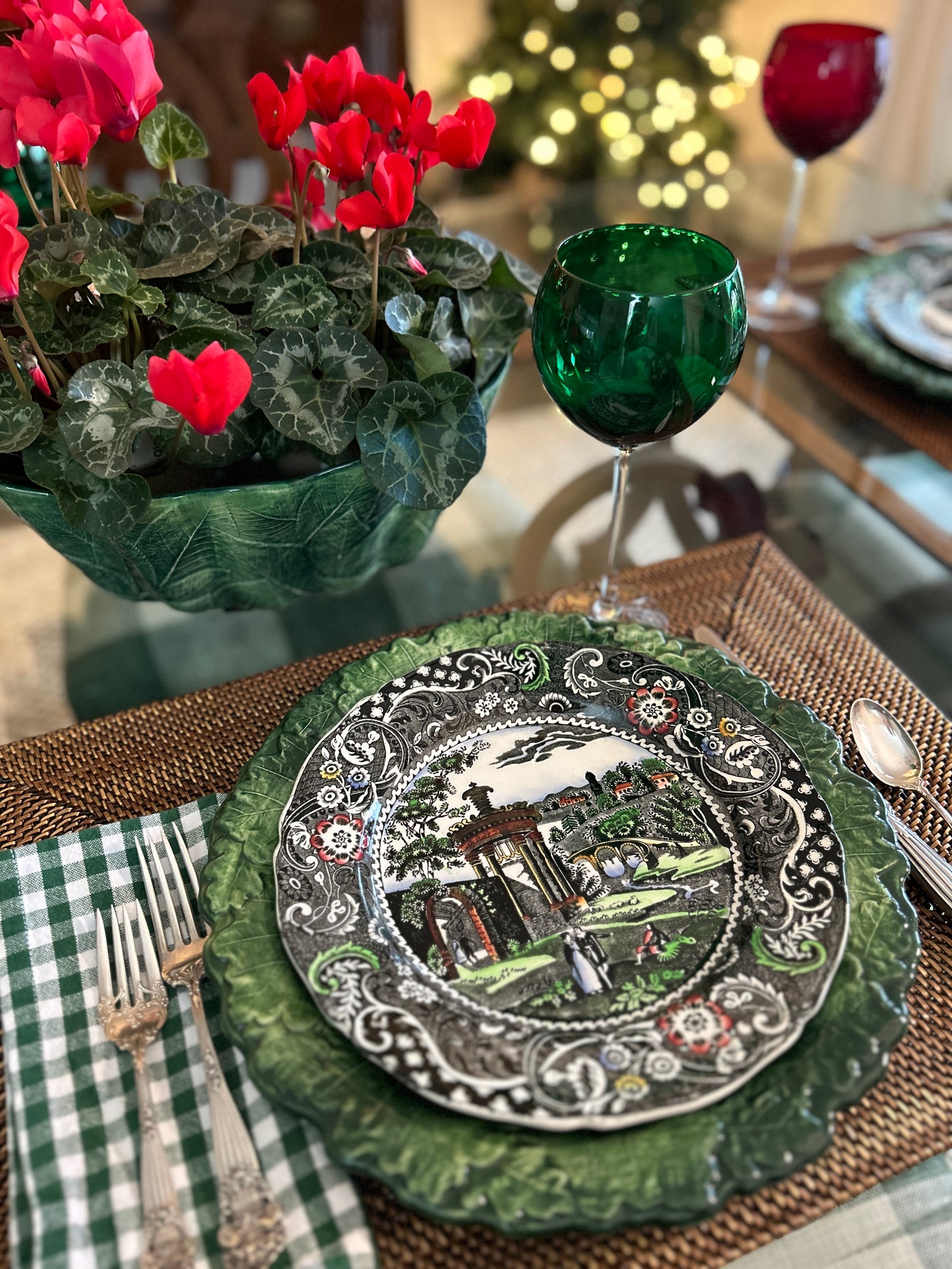 RESERVED for Theresa - Antique English Polychrome Transferware Dinner Set