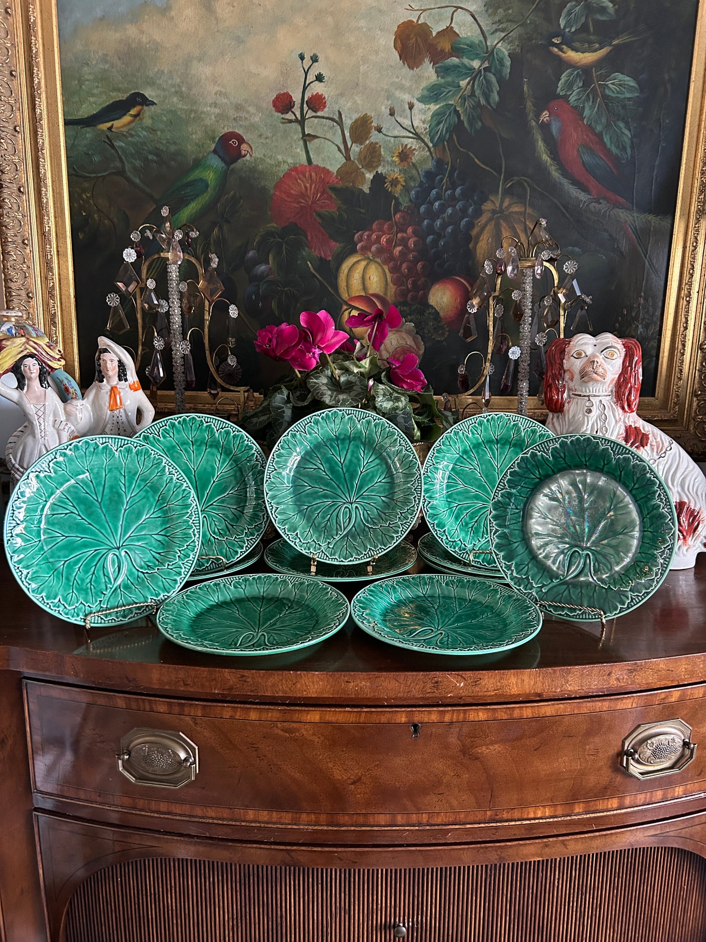 RESERVED for Theresa - Vintage Wedgwood Green Majolica Plates