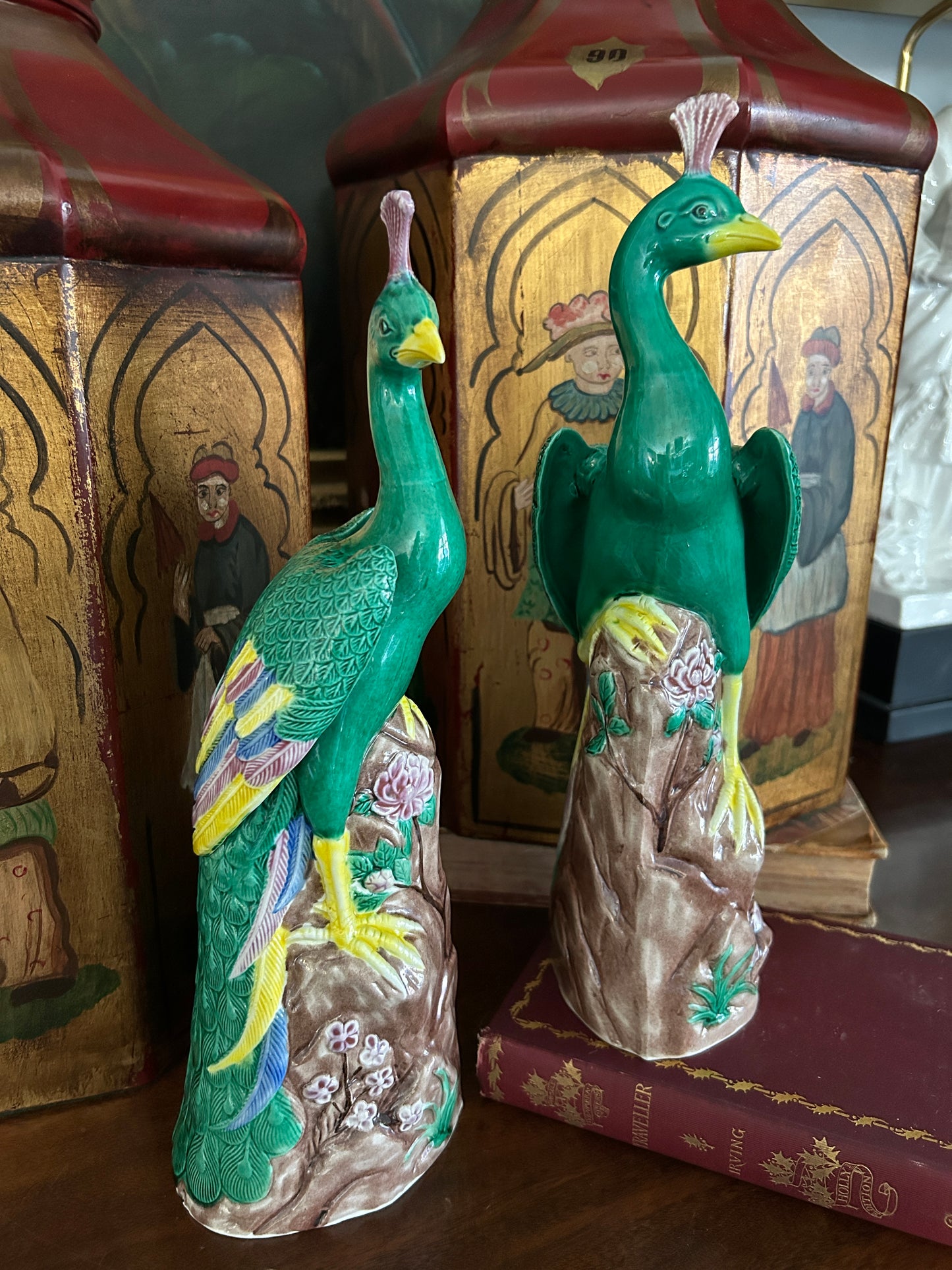 Vintage Pair of Chinese Porcelain Ho-Ho Birds