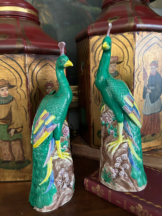 Vintage Pair of Chinese Porcelain Ho-Ho Birds