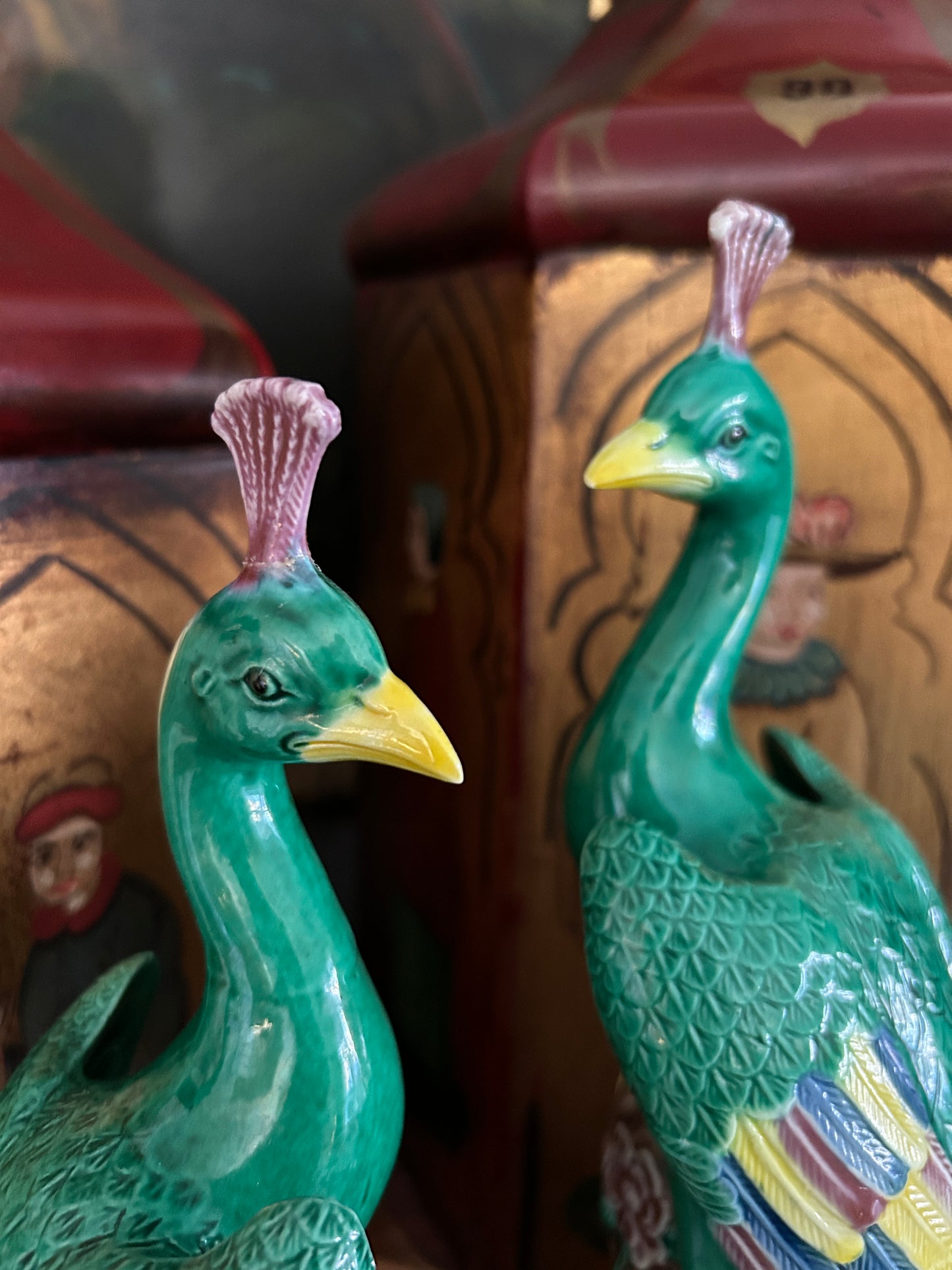 Vintage Pair of Chinese Porcelain Ho-Ho Birds