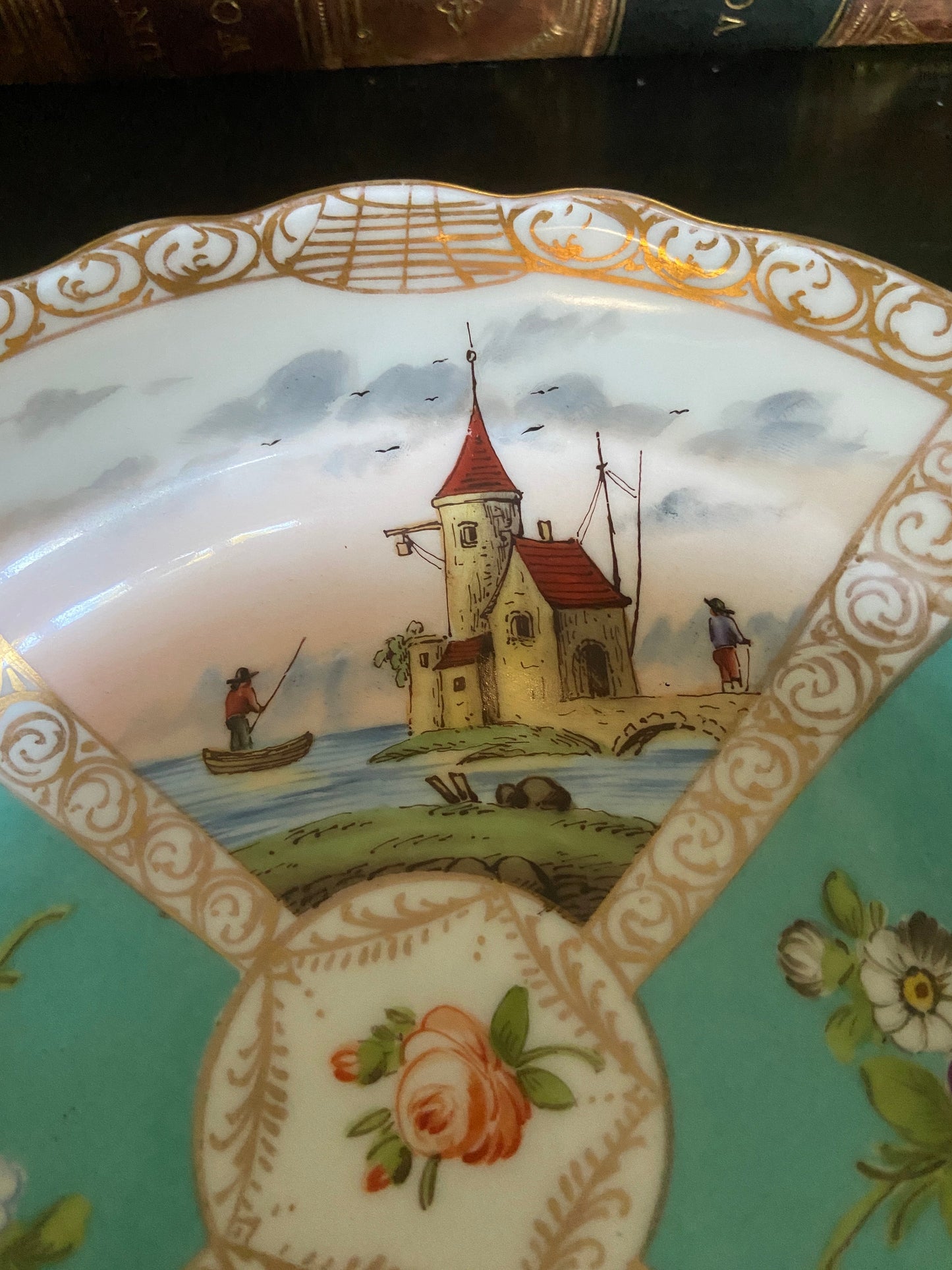 Antique Dresden Porcelain Quatrefoil Plate