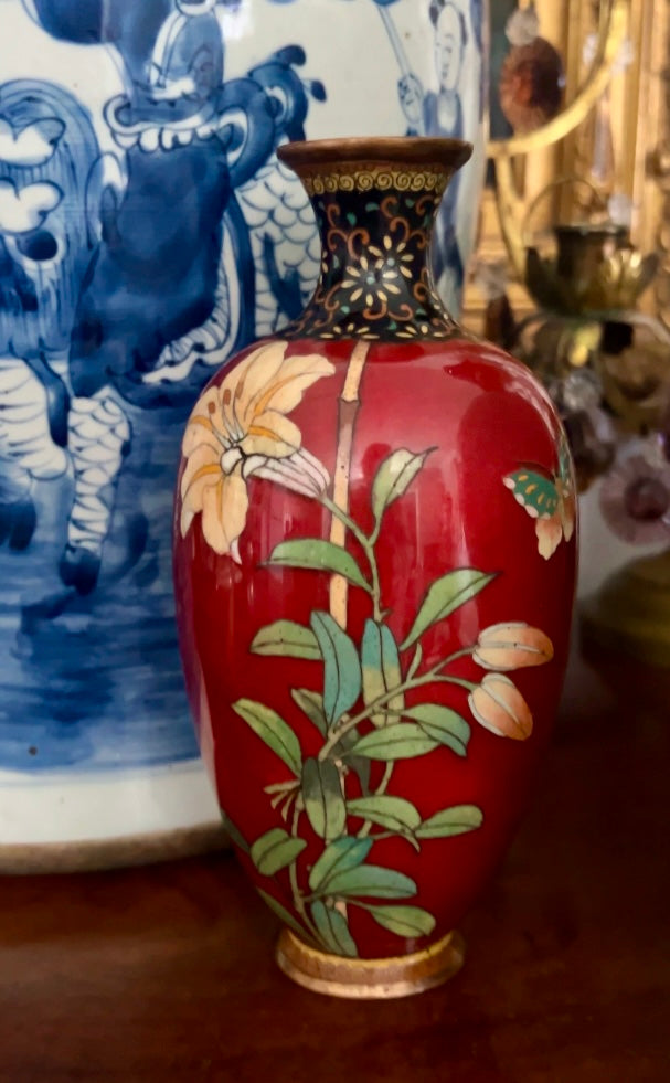 Antique Japanese Cloisonné Enamel Vase