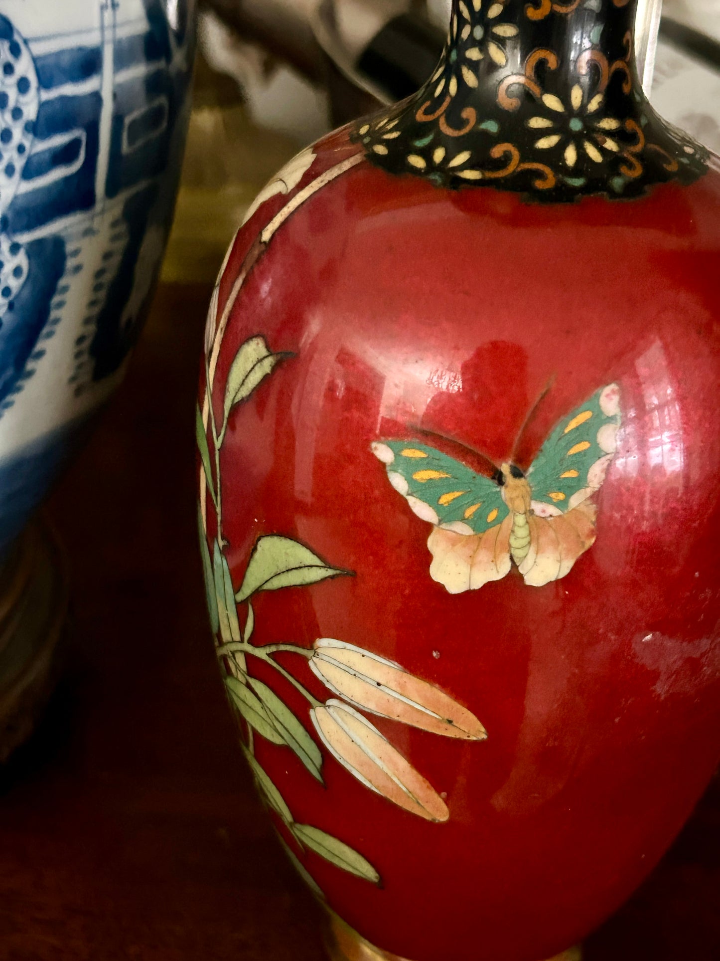 Antique Japanese Cloisonné Enamel Vase