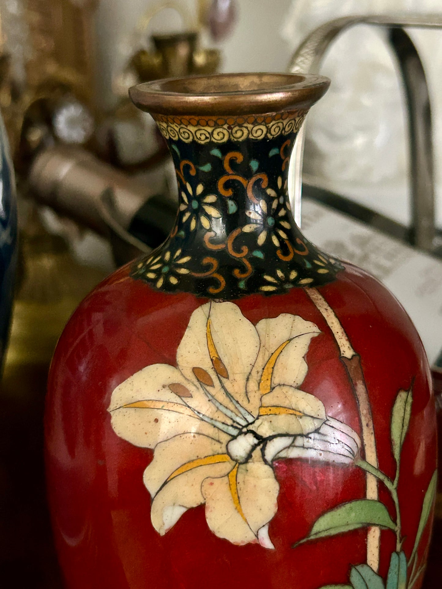 Antique Japanese Cloisonné Enamel Vase