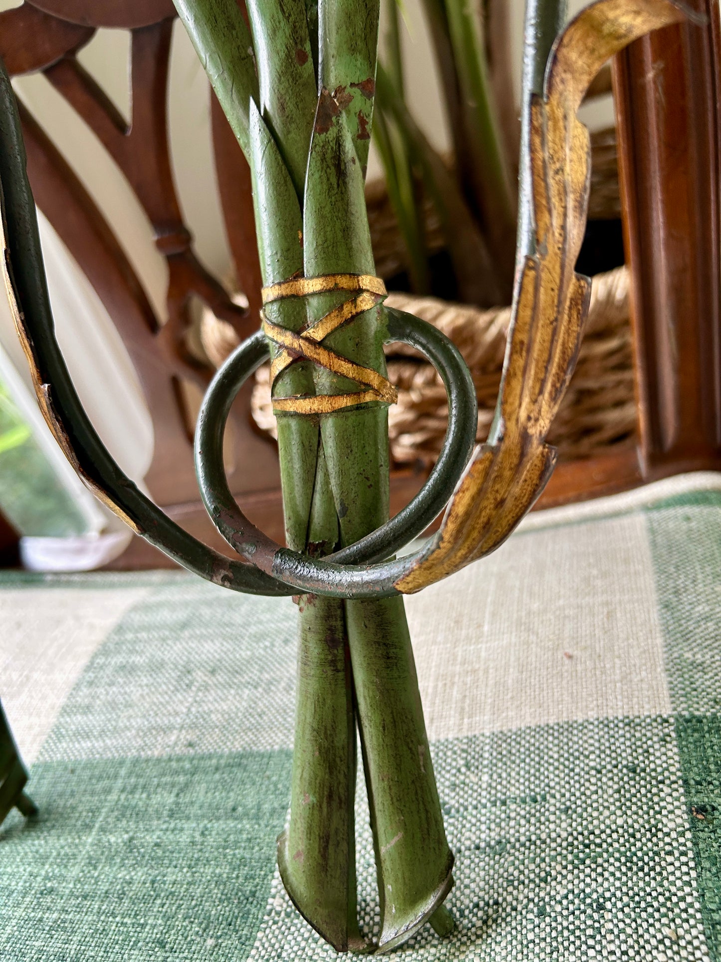 Vintage Italian Tole & Giltwood Sconces