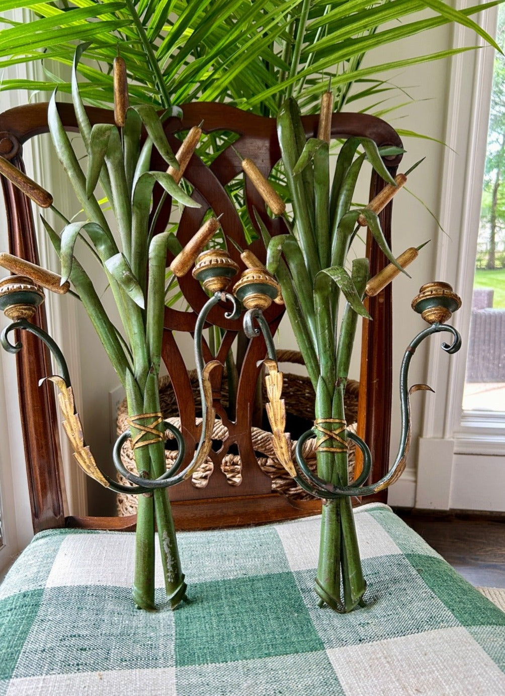 Vintage Italian Tole & Giltwood Sconces