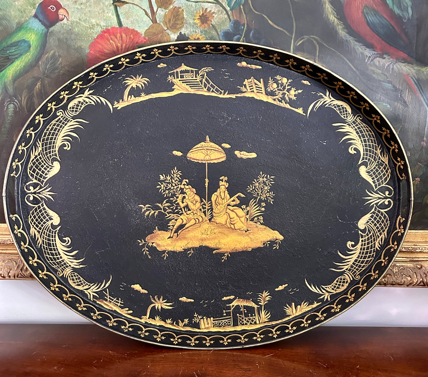 Vintage Chinoiserie Tole Tray Table