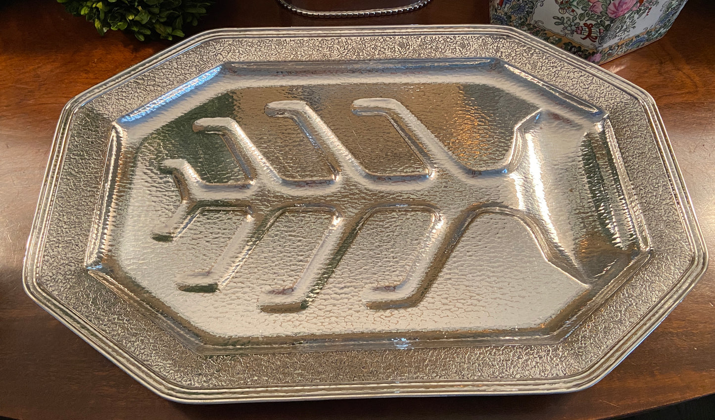 Early 20th Century Silver Plated Meat Platter with Well