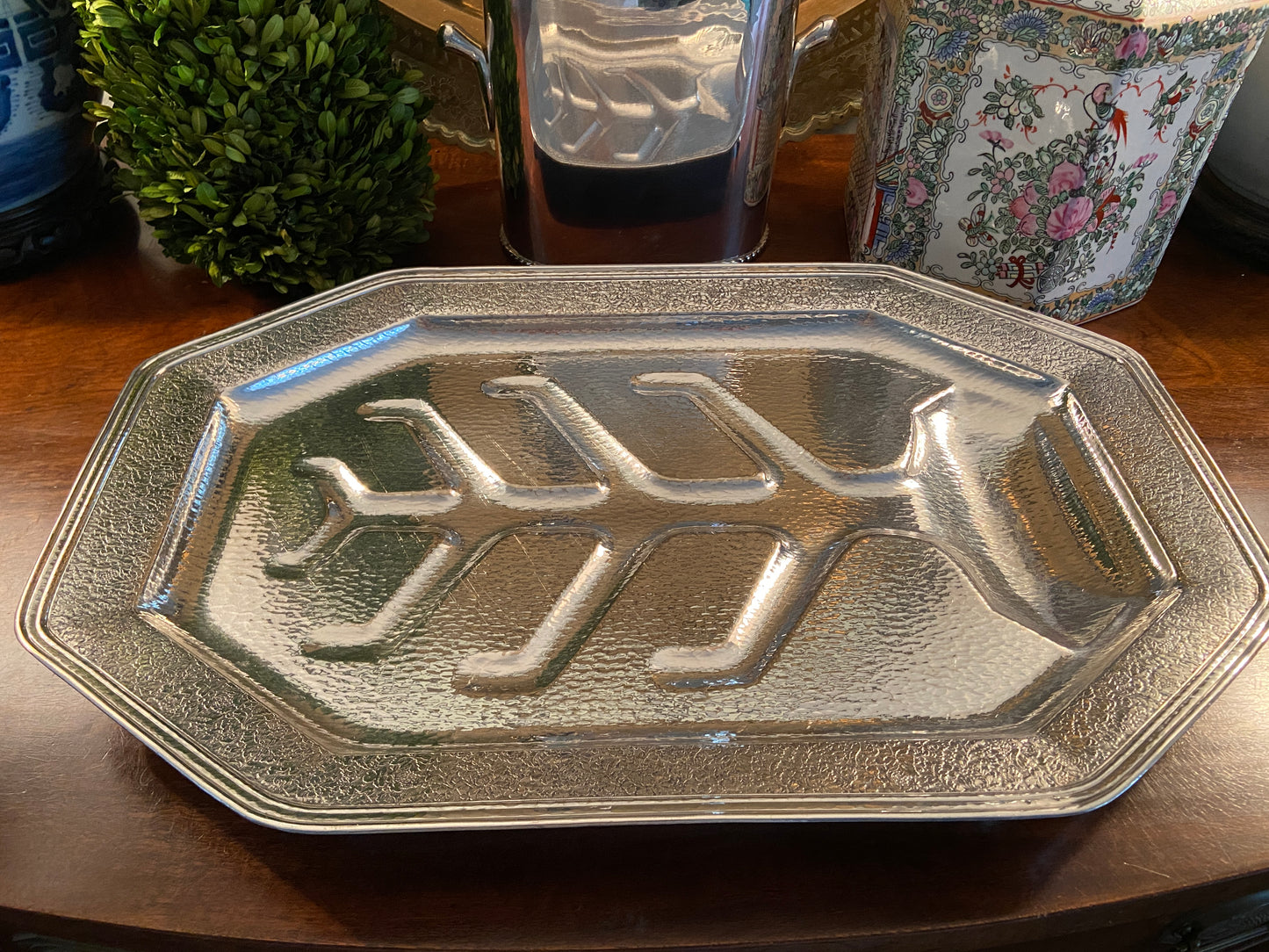 Early 20th Century Silver Plated Meat Platter with Well