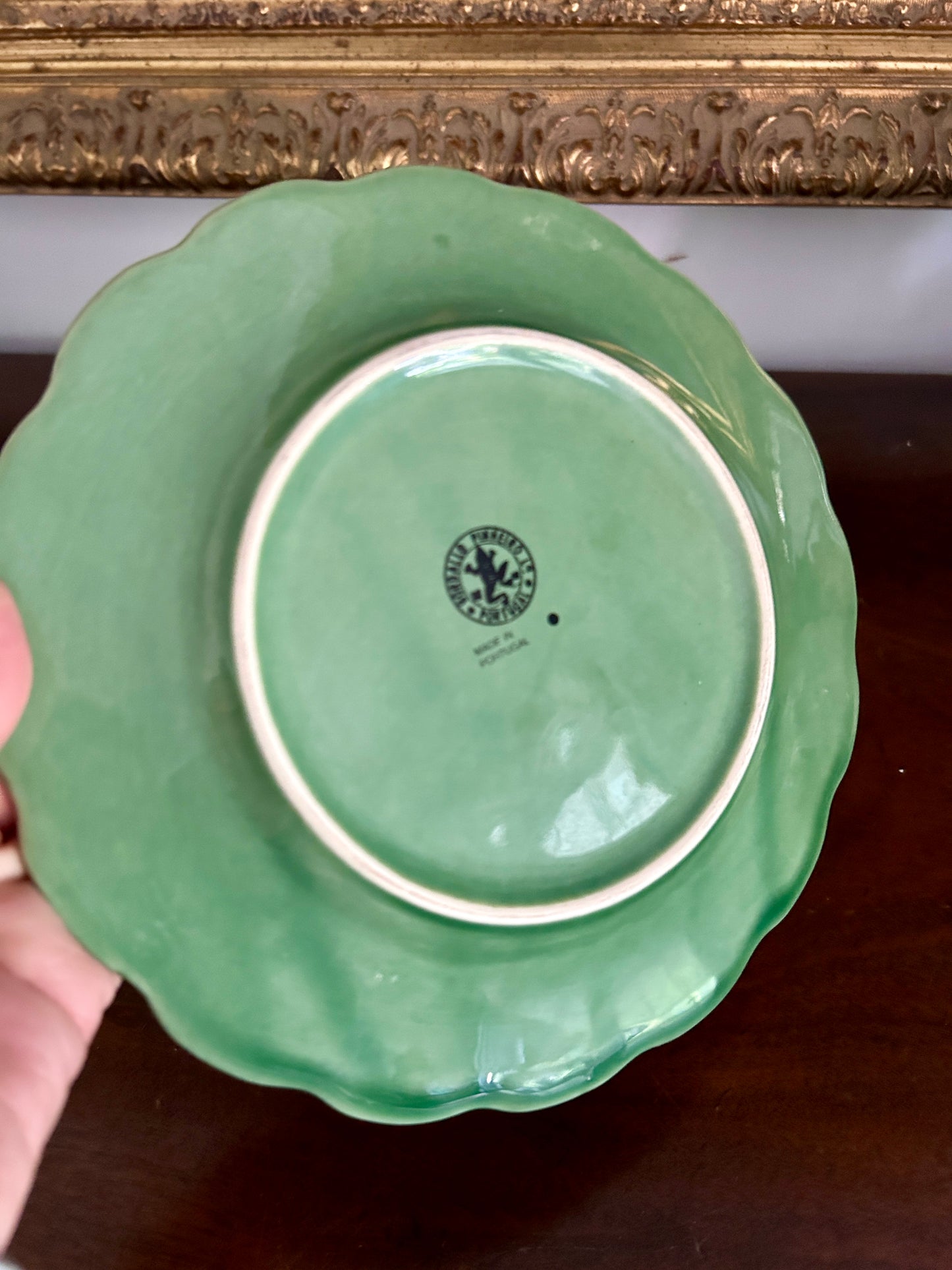 Set of 6 Vintage Bordallo Pinheiro Green Luncheon Plates