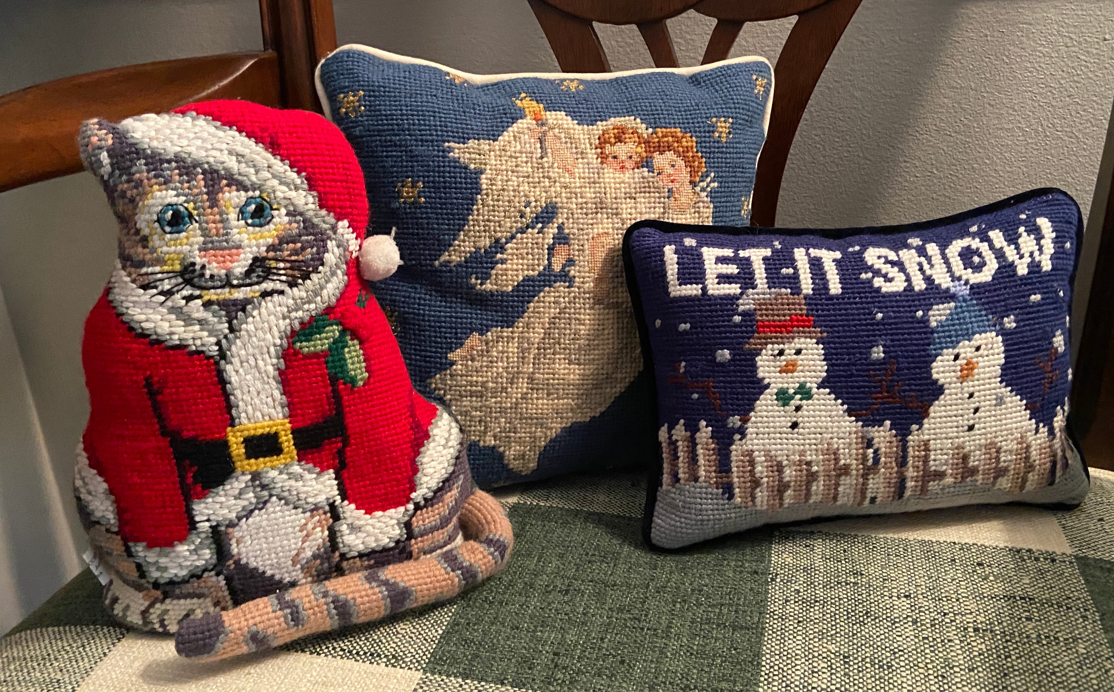 Christmas 2024 needlepoint pillows