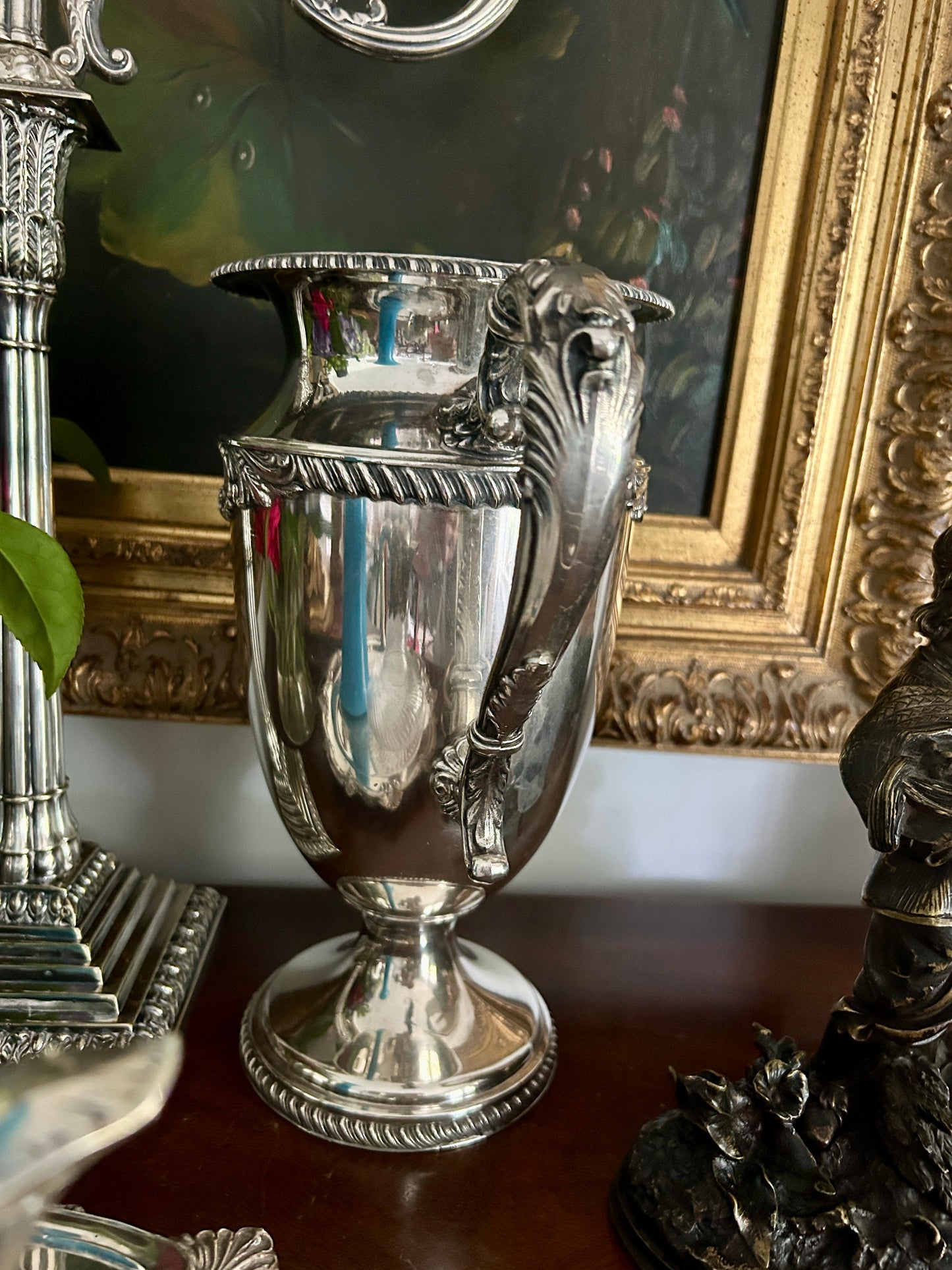 Vintage Silver Plate Footed Water Pitcher