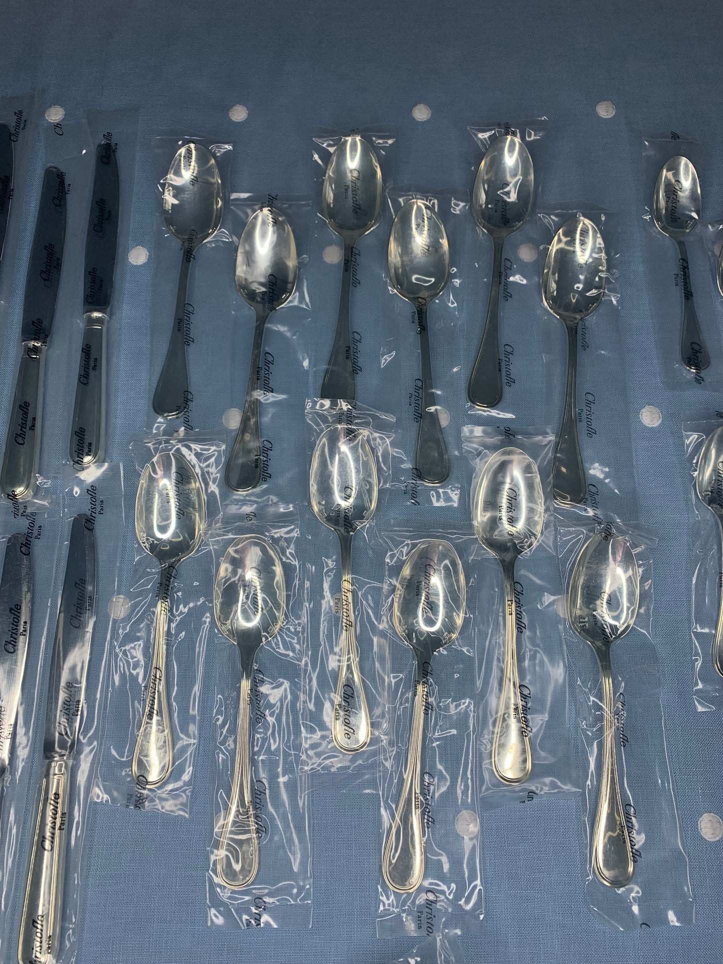 Full Service Set of Christofle "Albi" Flatware for (12) in Silver Plate + (4) Serving Pieces + Storage Chest