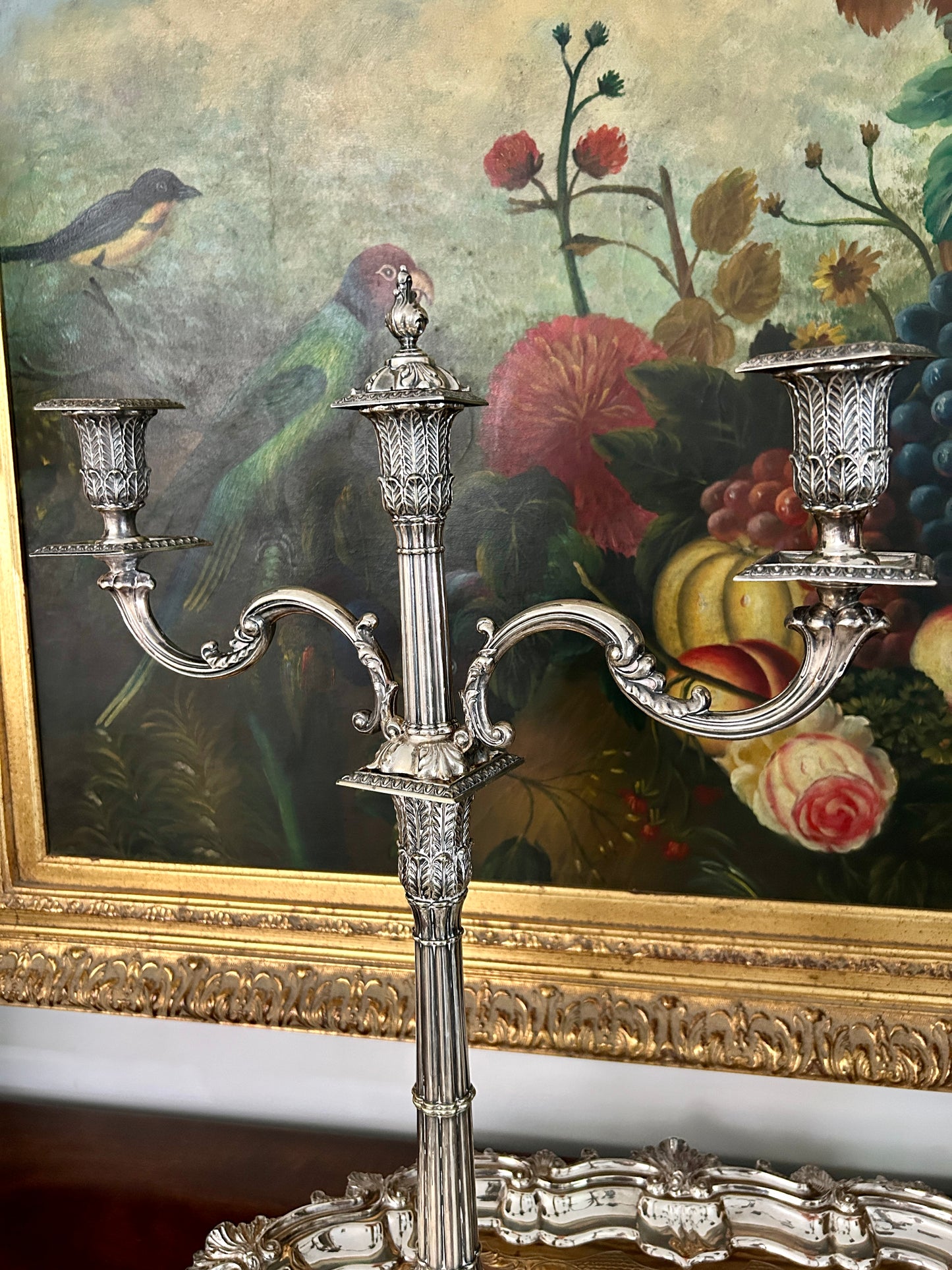 Pair of Antique English Silver Plate Neoclassical Candelabra