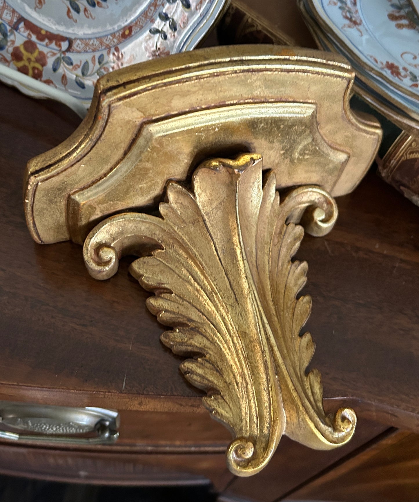 Vintage Italian Style Gilt Wall Bracket Shelf