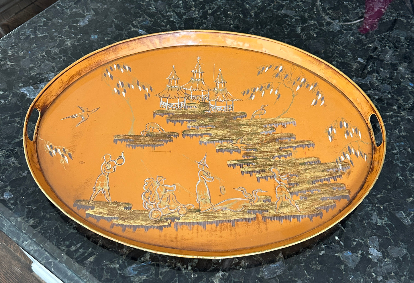 Vintage Italian Tole Chinoiserie Tray