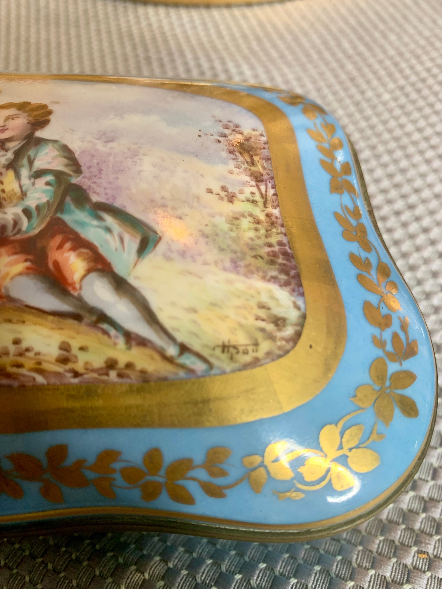 Hand Painted Blue Porcelain Dresser Box