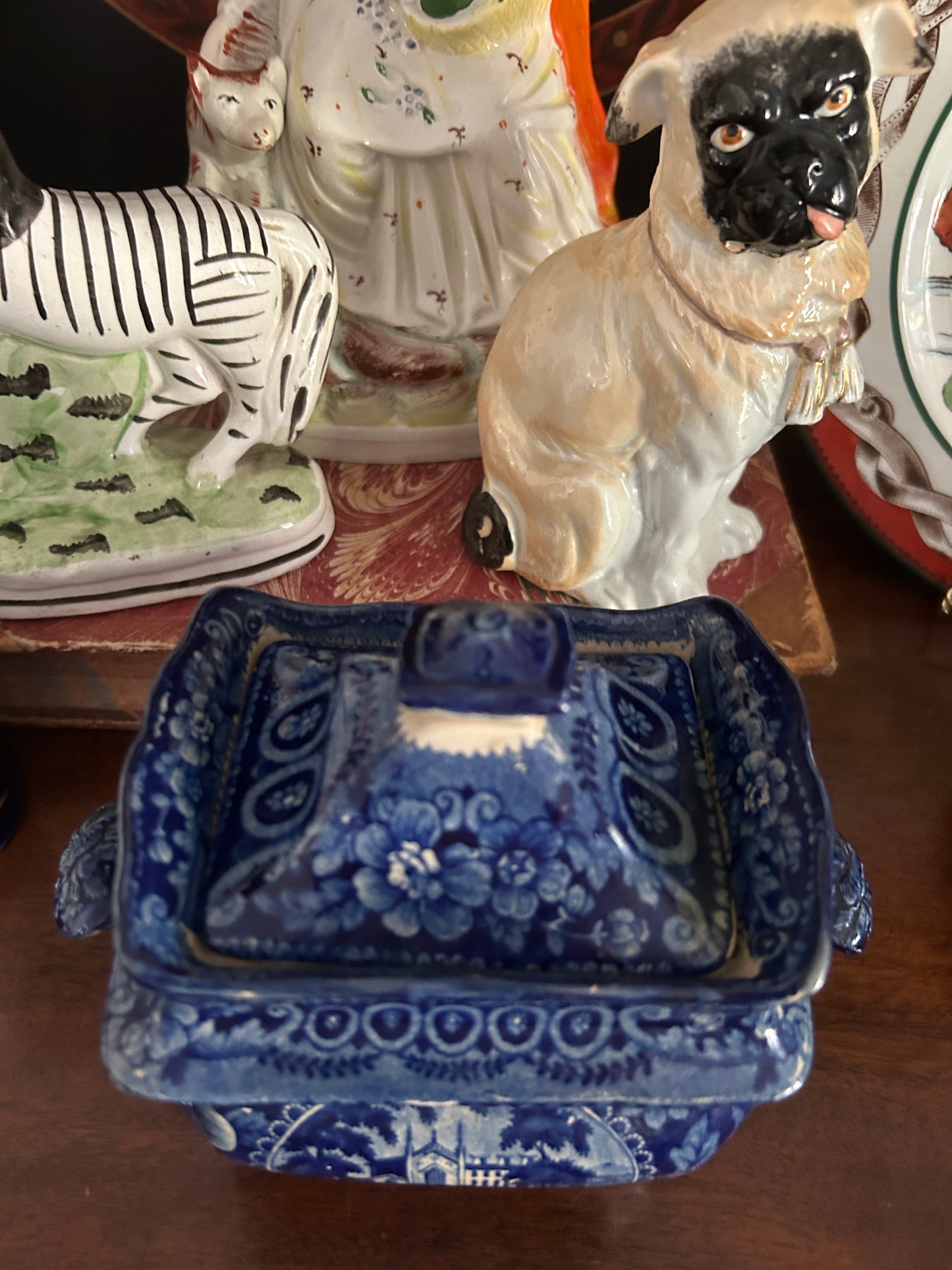 Early 19th Century Historical Blue Staffordshire Sugar Bowl