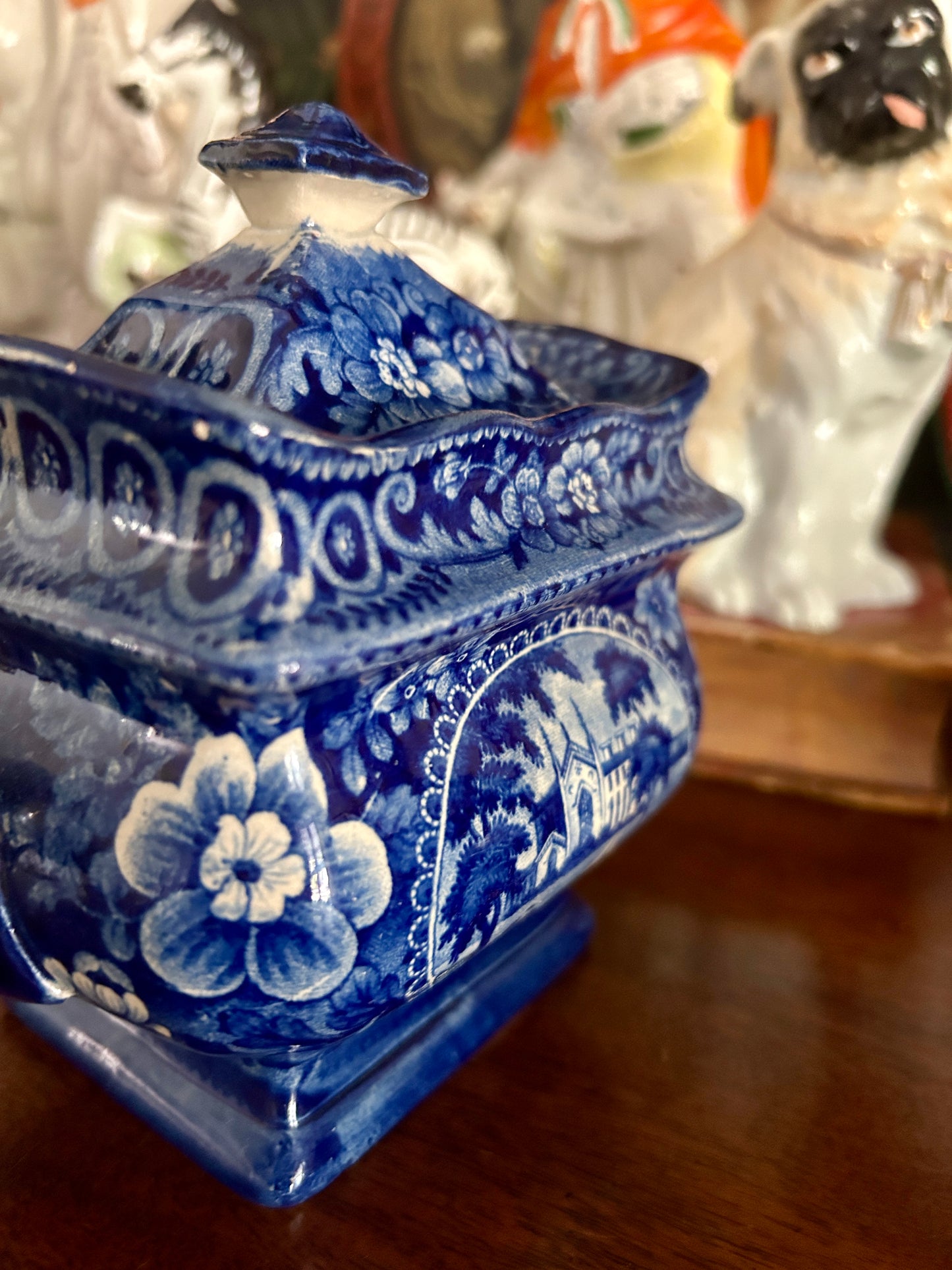 Early 19th Century Historical Blue Staffordshire Sugar Bowl