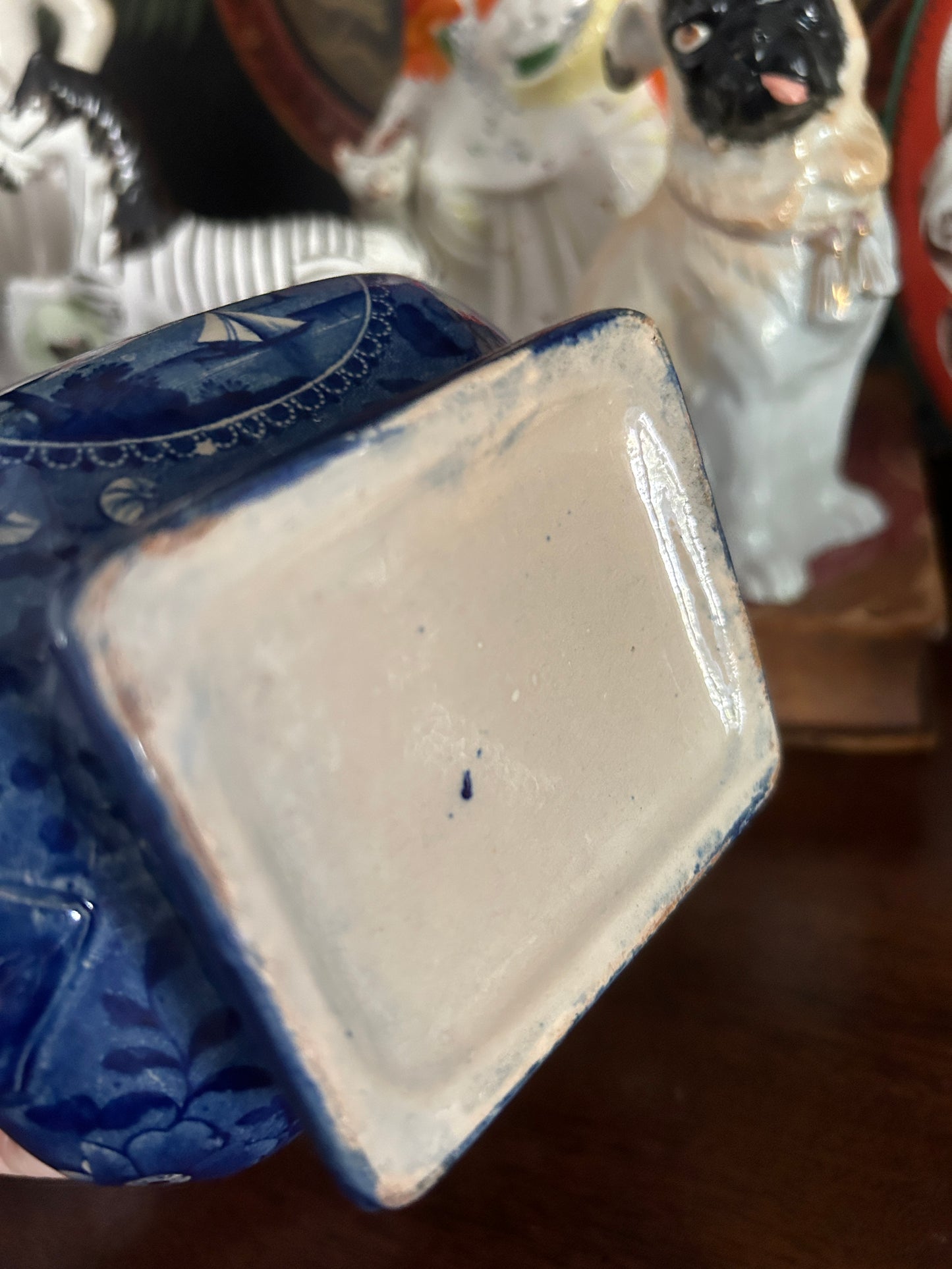 Early 19th Century Historical Blue Staffordshire Sugar Bowl