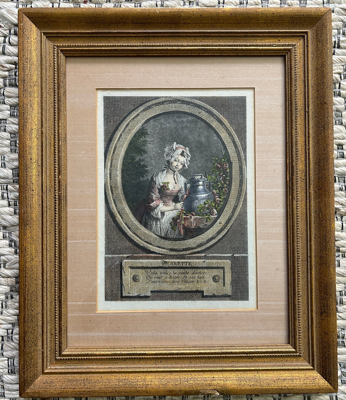 Lovely Vintage French Engraving in Gilt Frame