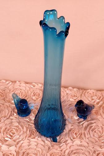 LE Smith Turquoise Blue Swung Vase, Vingtage