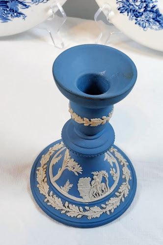 Blue and white wedgwood candle stick holder