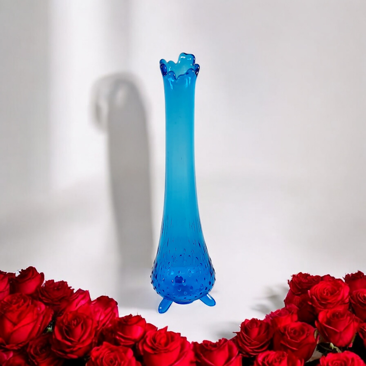 LE Smith Turquoise Blue Swung Vase, Vingtage