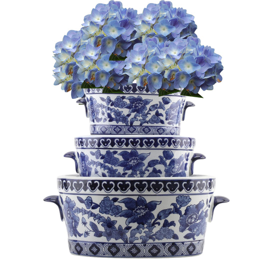 NEW Blue & White Porcelain Footbath Planter (Multiple Sizes) - Sold Separate