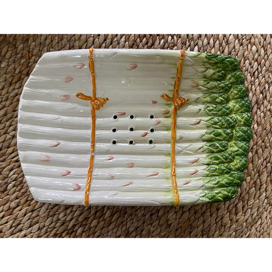 Vintage Italian Ceramic Asparagus Drainer Dish