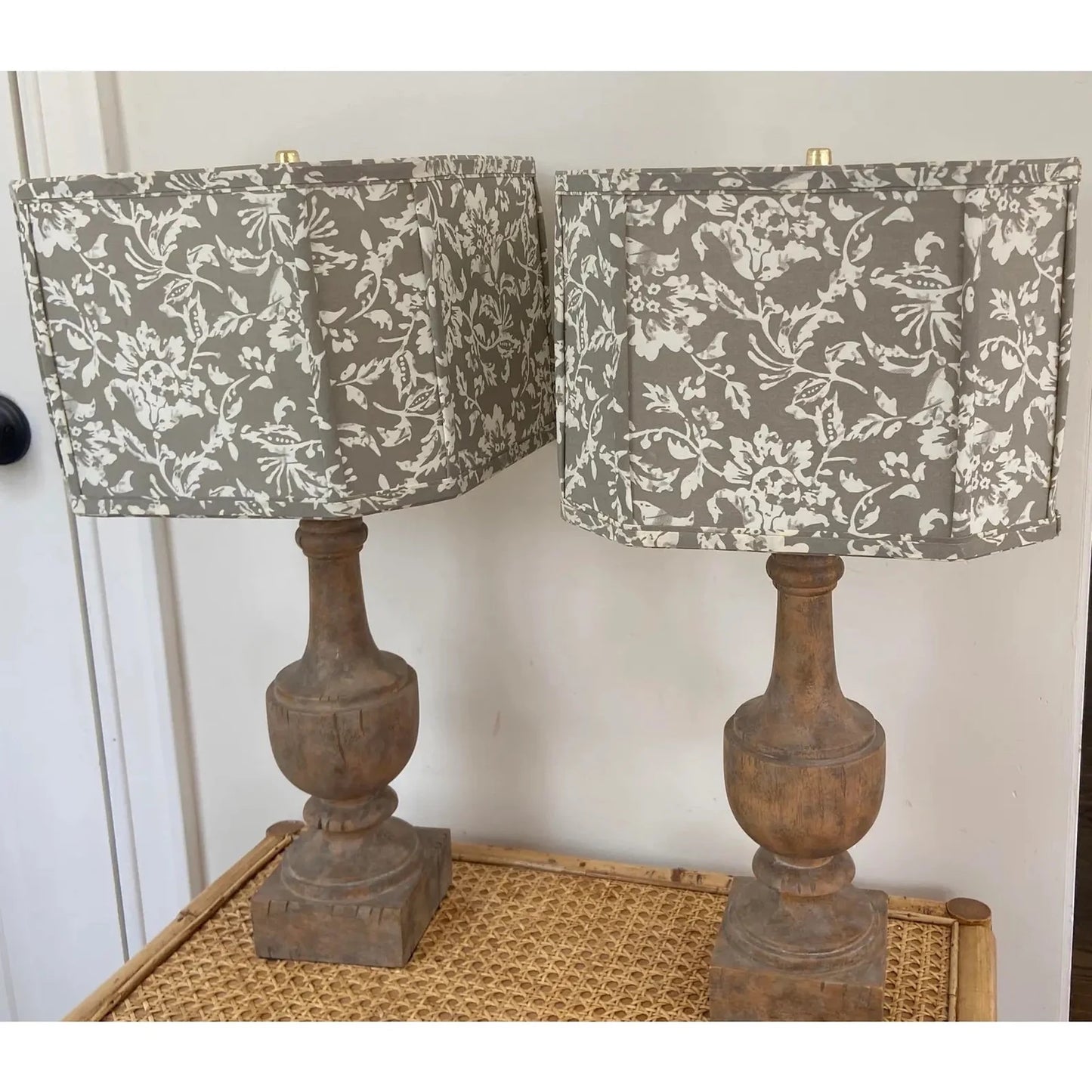 Pair Aidan Gray Lamps with Original Print Shades