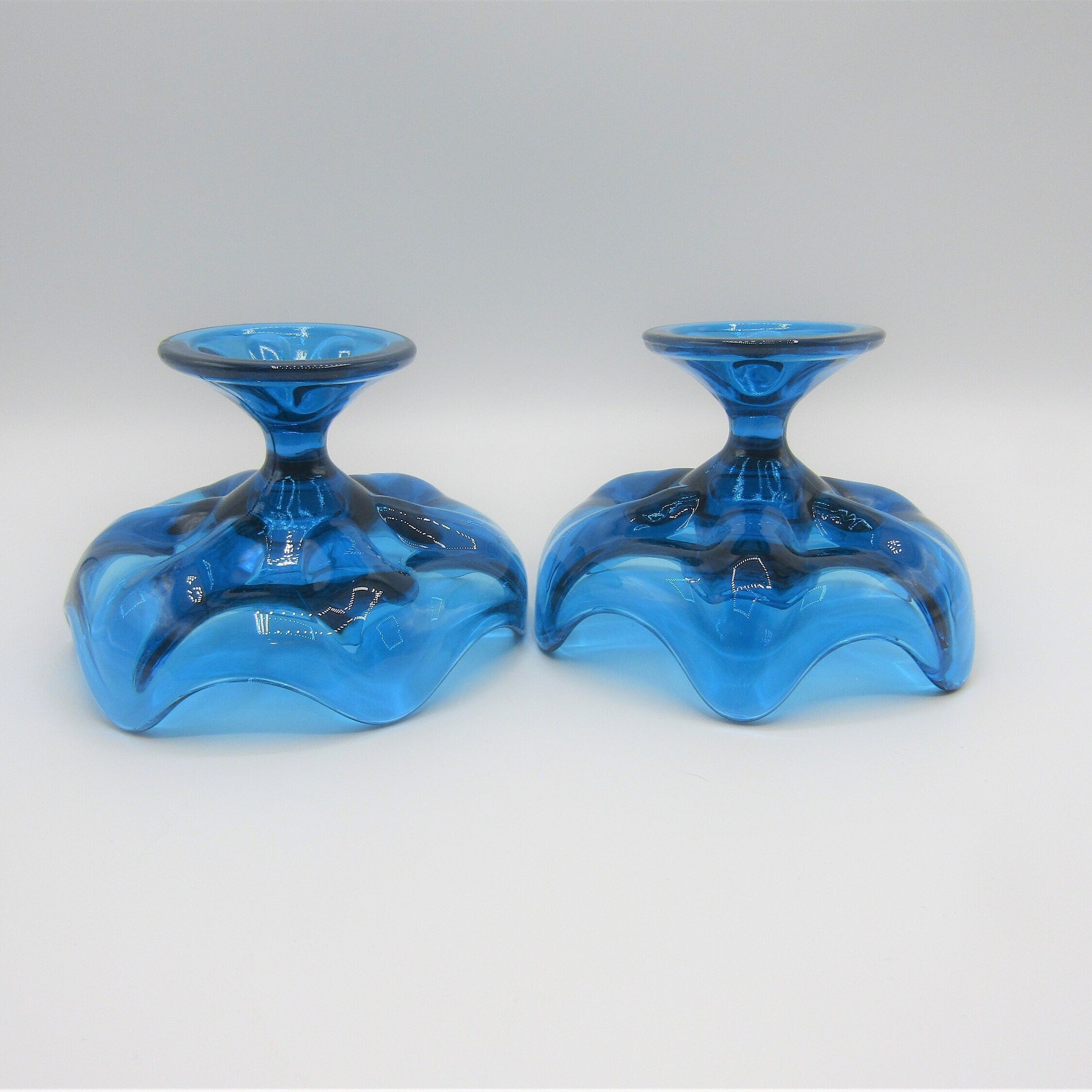 Vintage 1960s hotsell Viking Glass Bluenique Candlestick Holders