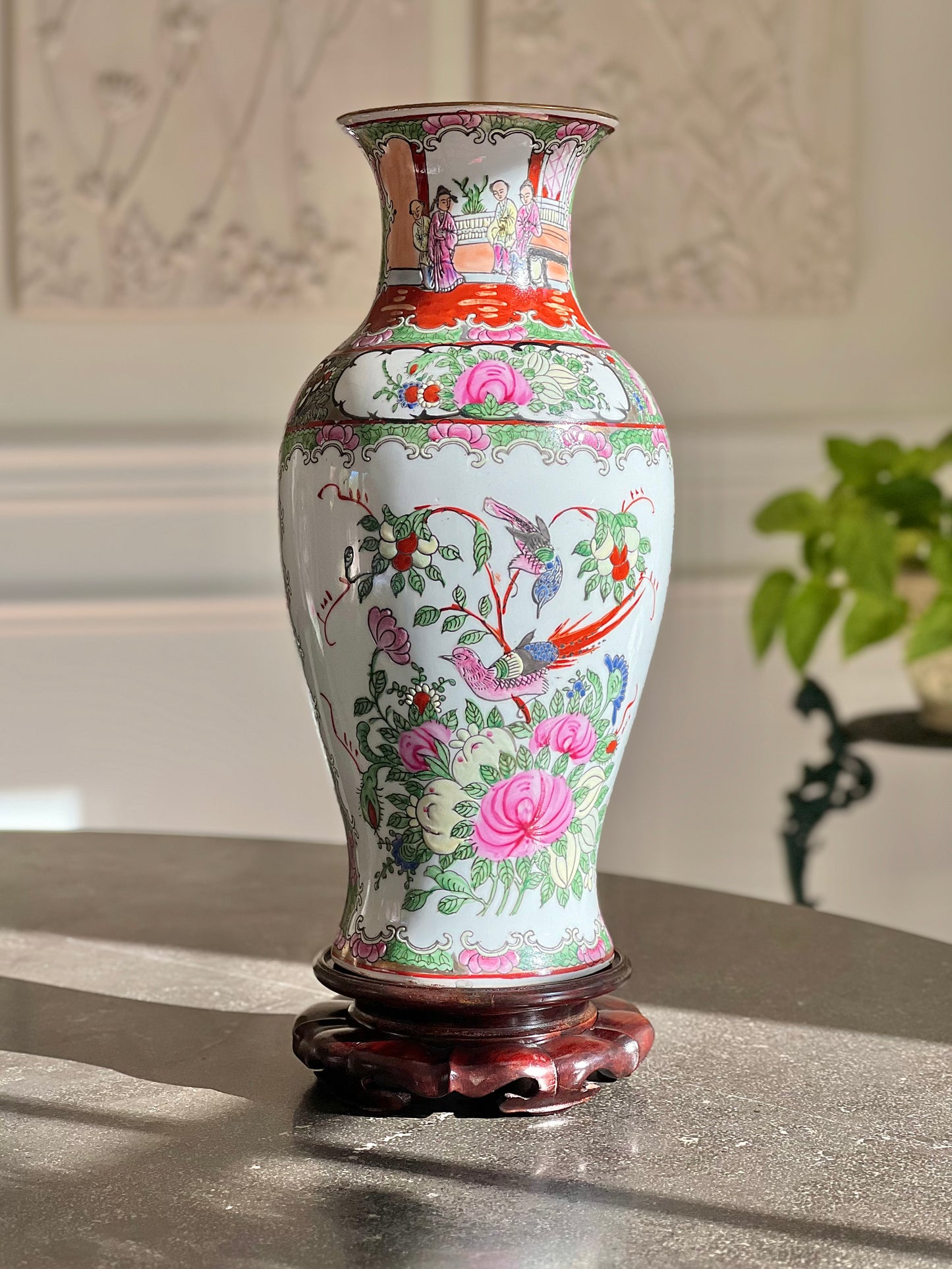 Vintage Rose Medallion Vase