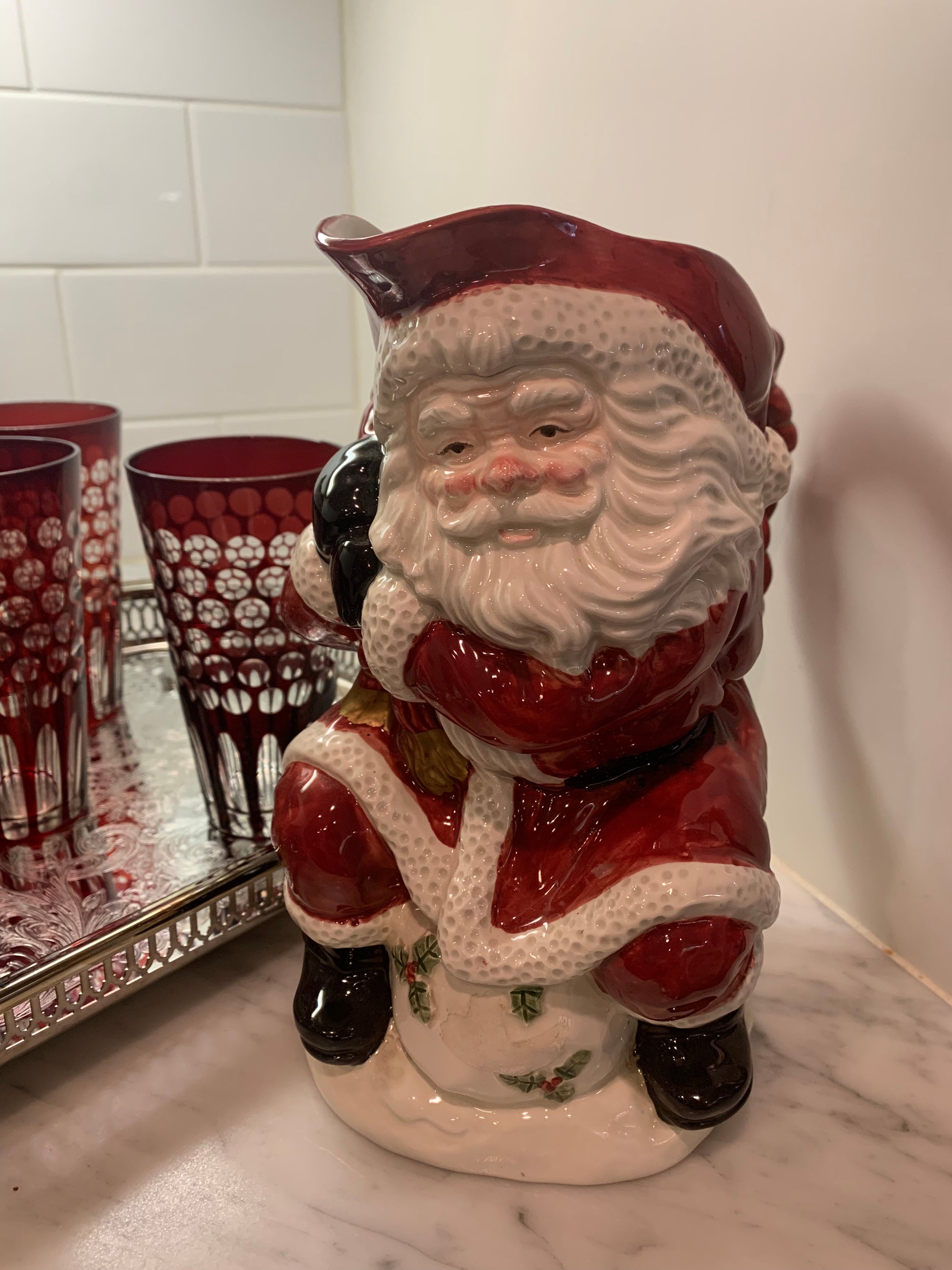 Fitz and Floyd Holiday Home Santa 48 oz. Pitcher