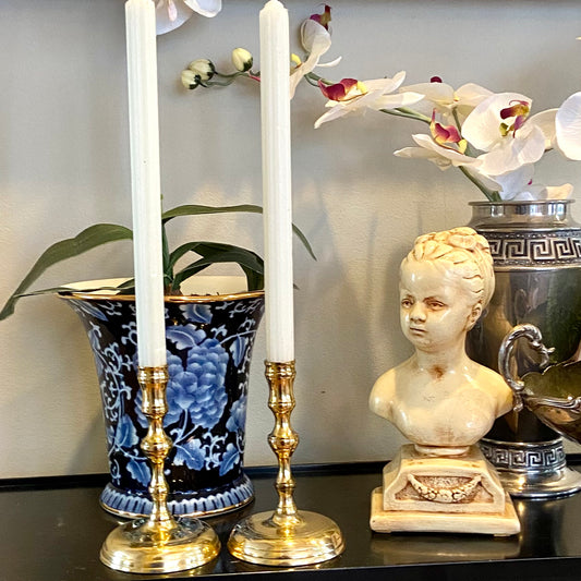 Pair of vintage brass candlestick holders by designer Hampton Brass