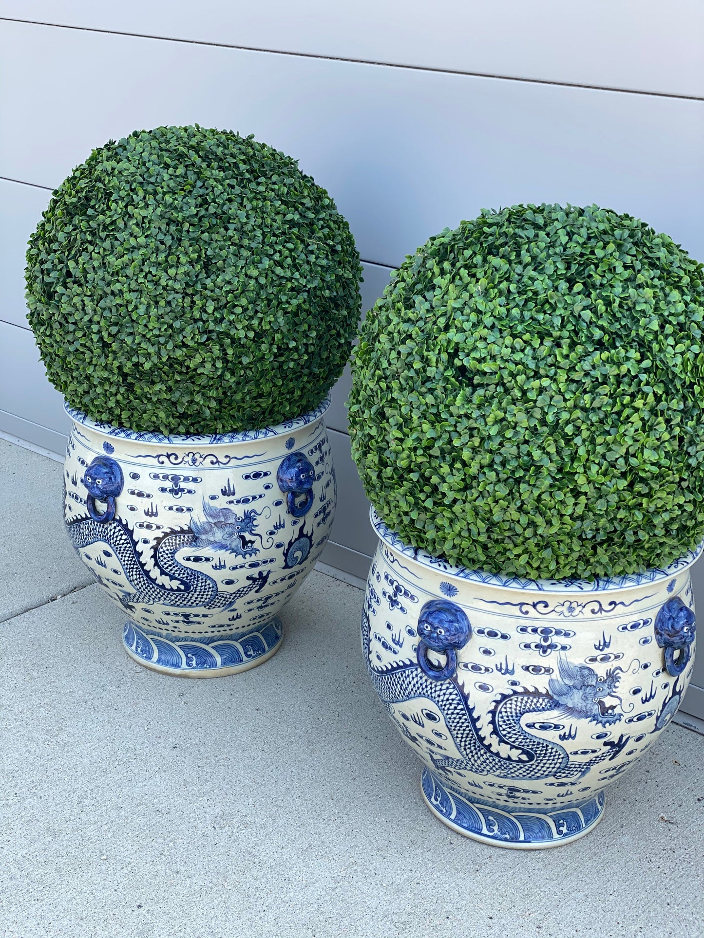 Extra-Large Blue & White Hand Painted Porcelain Planter/Pot. Measures 18"D