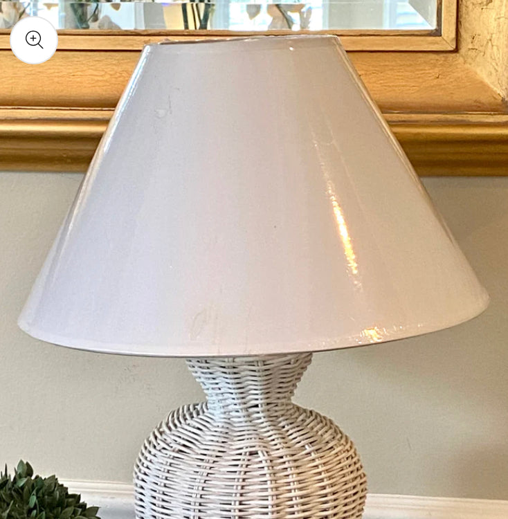 Chic vintage white wicker bohemian rattan lamp