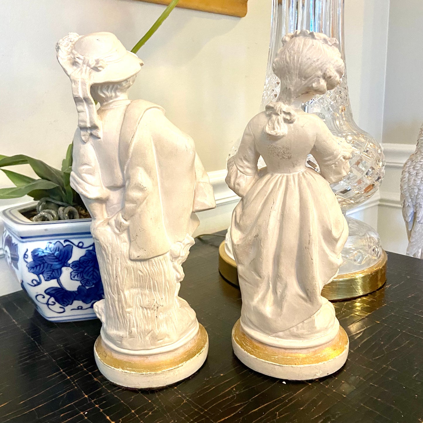 Set of two vintage Girl & Boy figurines statues