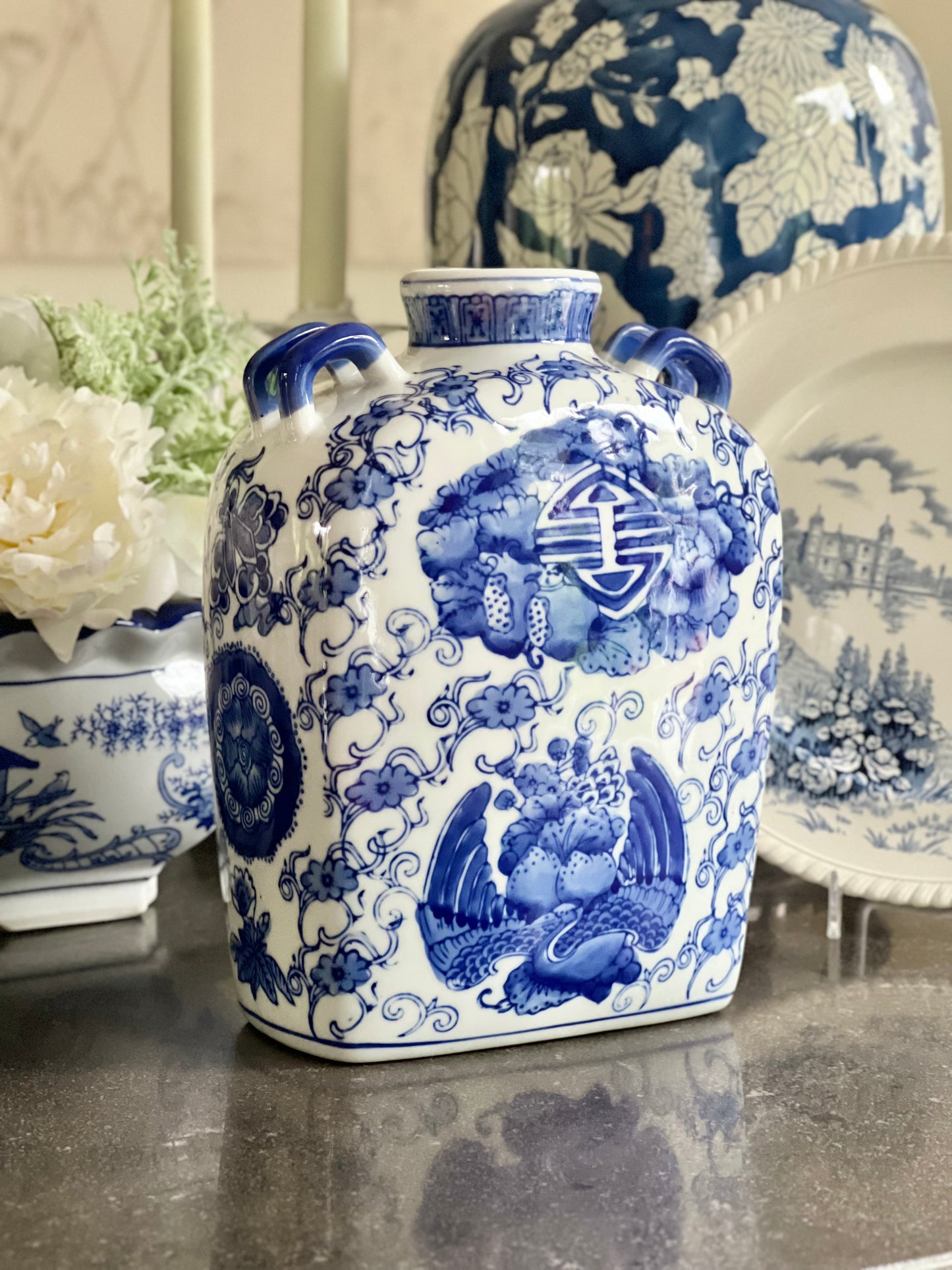 Blue & White Chinoiserie Vase