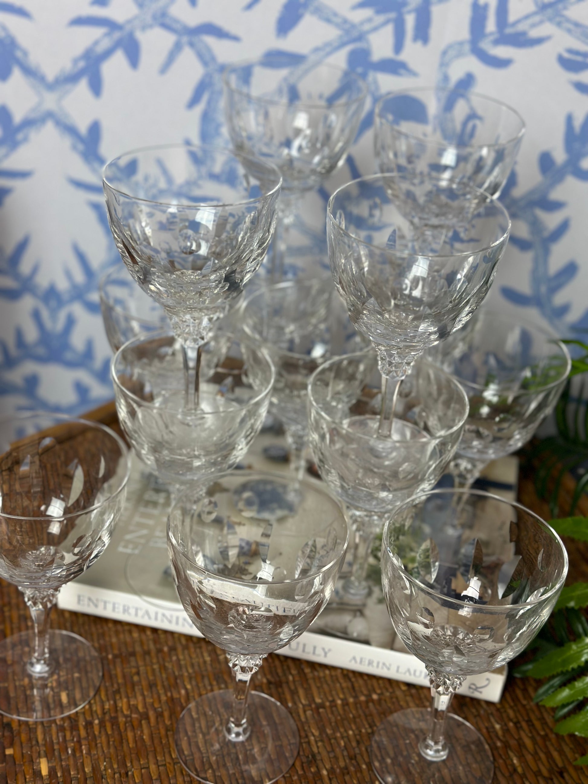 Vintage Bohemian Set (13) Crystal Cordial, 5.25” Tall Glasses - Pristine