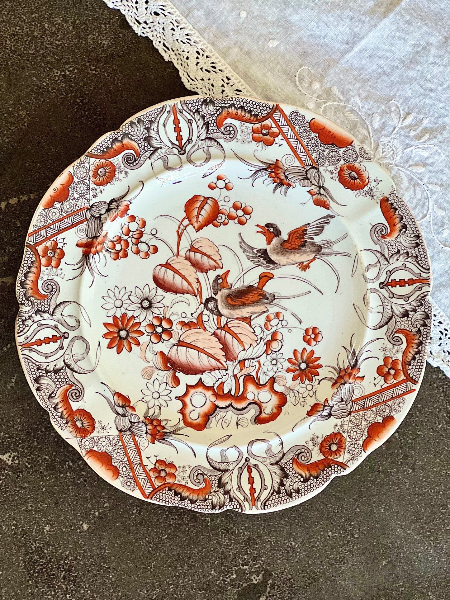 Antique Mason’s Ironstone Plate, 10 1/8” D - Excellent!