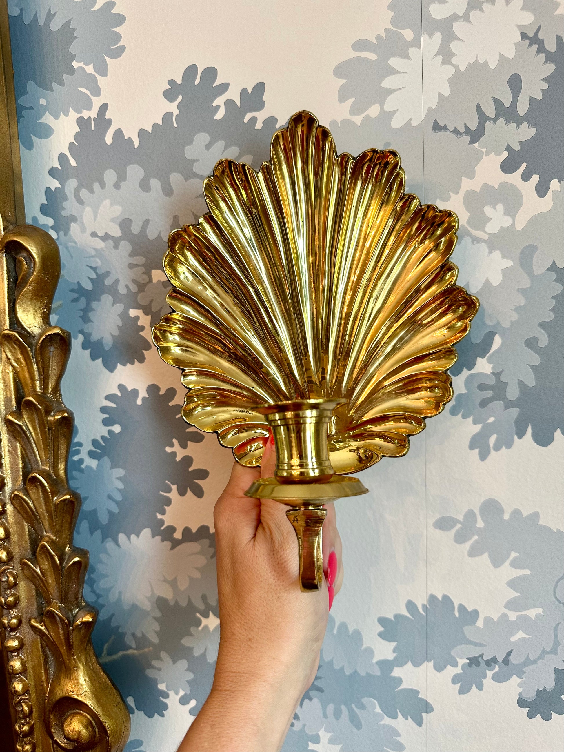 Pair of Fabulous Brass Shell Candle Wall Sconce Holders – Lillian Grey