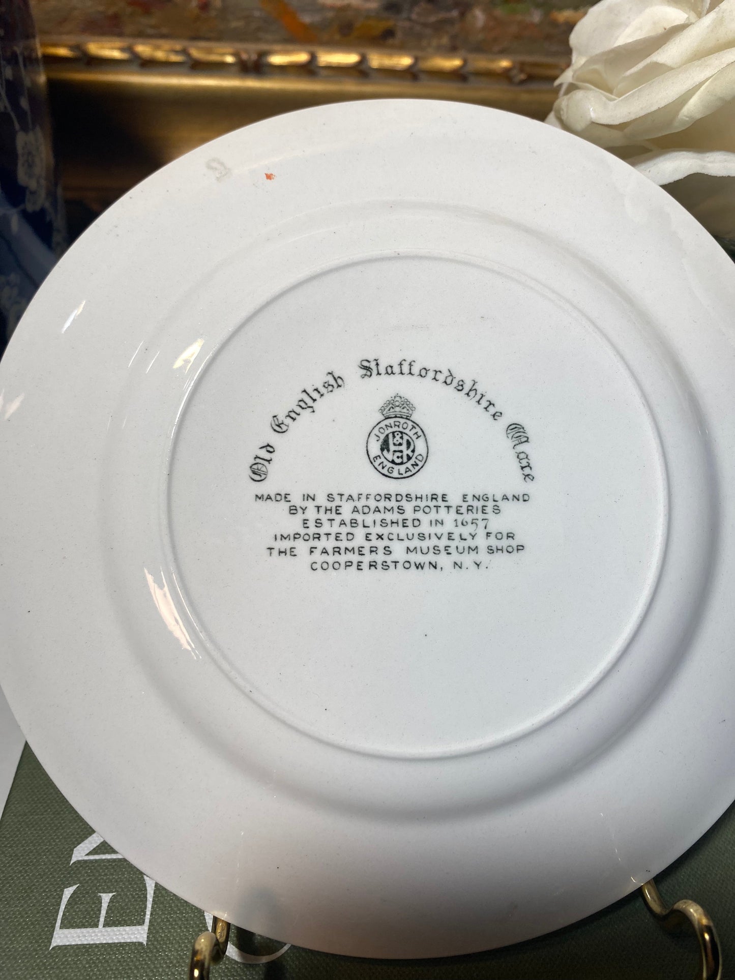 Vintage Staffordshire Cooperstown NY Souvenir Plate, 7"D - Pristine!