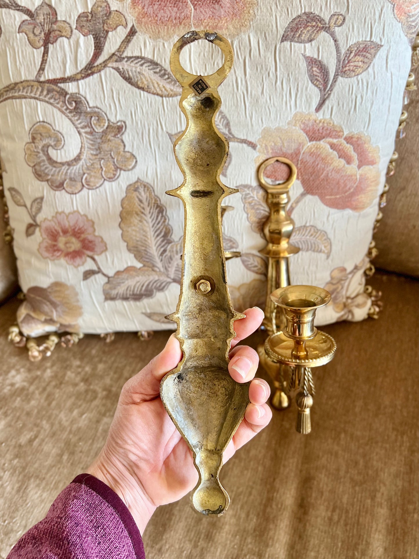 Pair of Vintage Brass Rope & Tassel Wall Sconces