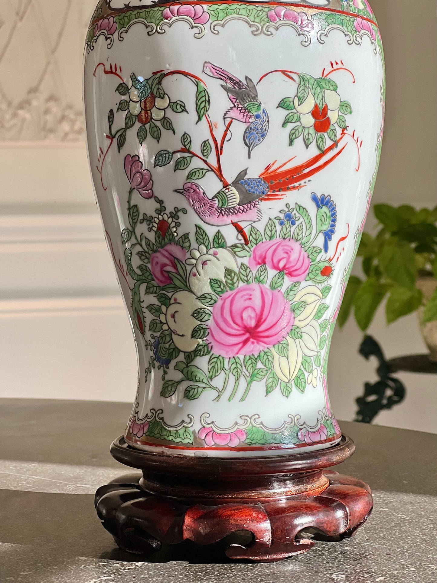 Vintage Rose Medallion Vase