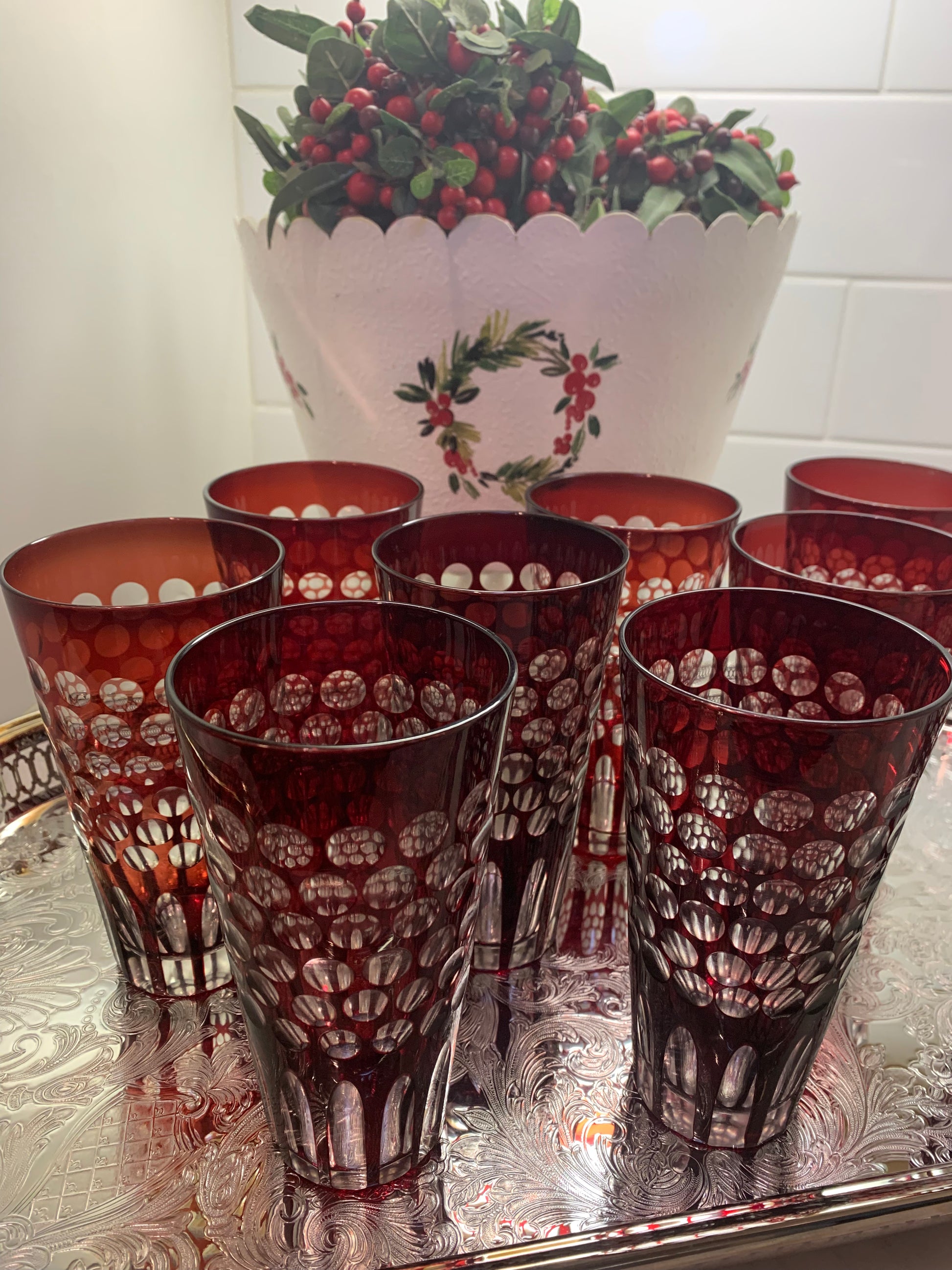 Vintage Bohemian Set (13) Crystal Cordial, 5.25” Tall Glasses - Pristine