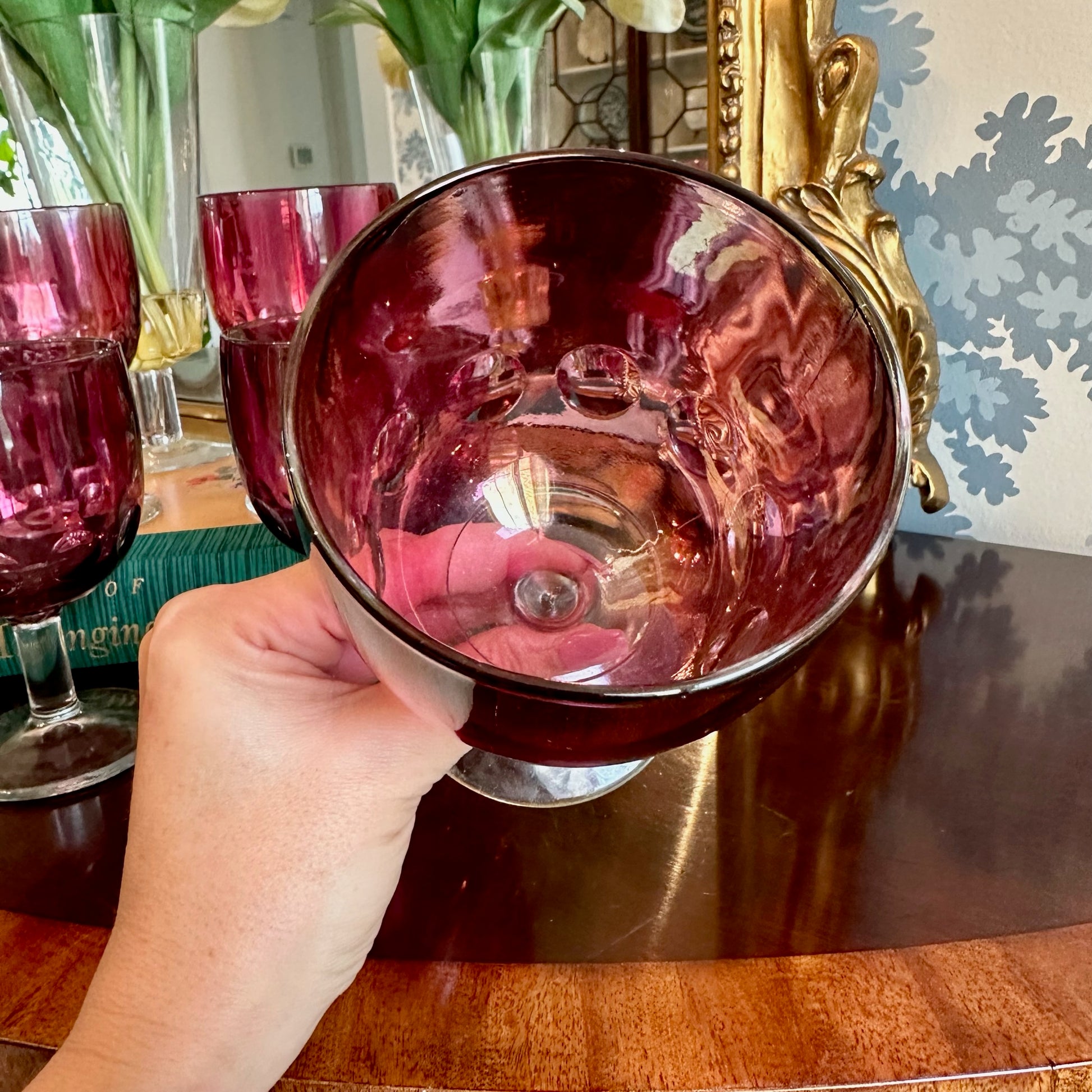 Vintage Ruby Red Glass Cocktail Shaker