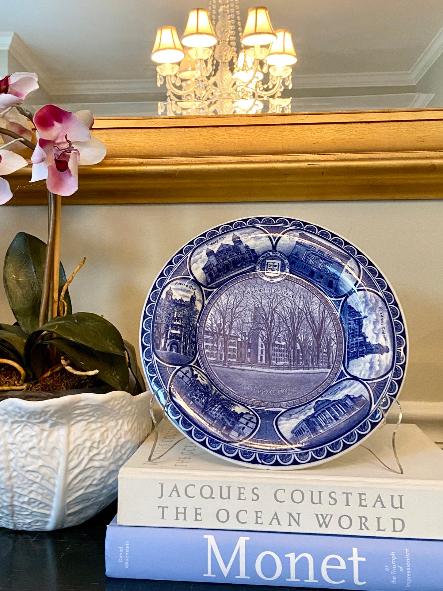 Vintage blue and white Yale University Souvenir Plate by Rowland & Marseilles Co