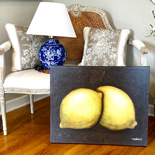 Chic glice Stretched canvas of 2 lemons wall art  beautiful kitchen wall art